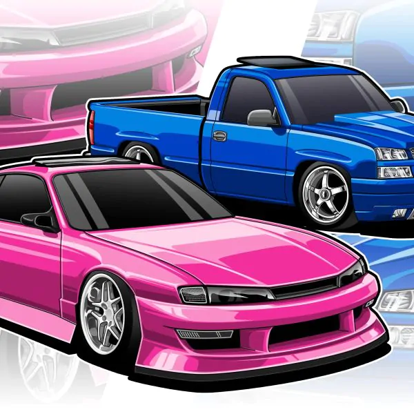 973I will draw vector car illustration cartoon automotive